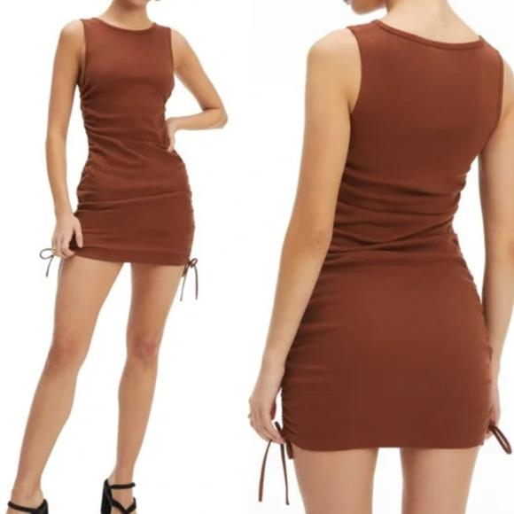 Good American Ruched Mini Tank Dress - Picture 1 of 6